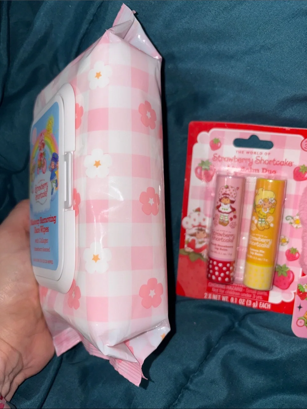 Strawberry Shortcake Pink Makeup Wristbands, Large Makeup Wipes & Lip Balms